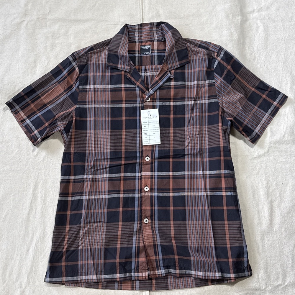 Todd Snyder Baird McNutt Irish Linen Camp Shirt Men's M Plaid Loop Collar NWT